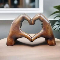 Heart Hands Wood Sculpture - Handcrafted Art for Cozy Spaces