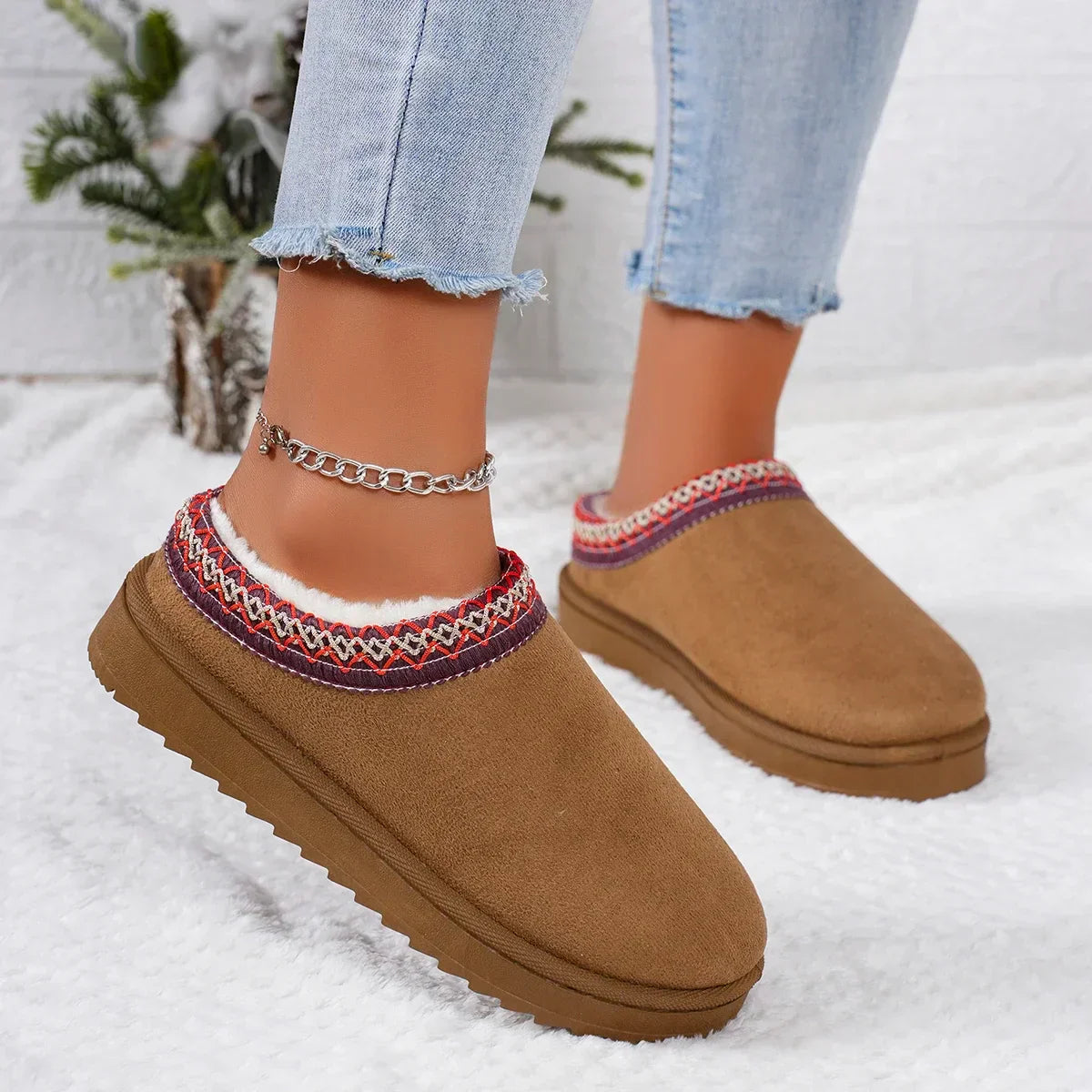 Luxury Cashmere Winter Boots for Women | Ultra-warm, thick-soled slippers for cozy comfort