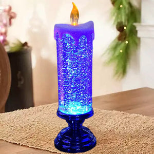 Magical Christmas Lighting – LED Glitter Candle with Water & Swirling Glitter, Christmas Decoration in Blue, Gold, Red or Silver