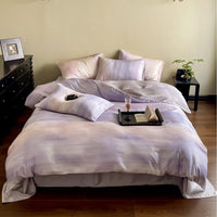 Mako Satin Bedding Set with Soft Watercolor Gradient and Concealed Envelope Closure