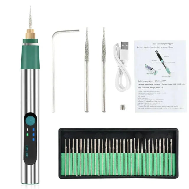 Manual Engraving Pen for Wood, Glass, Leather, and Stone - Durable Plastic and Metal