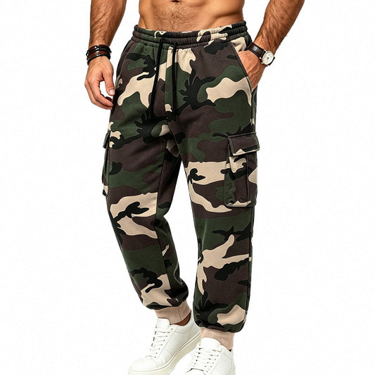 Men's Cargo Joggers with Elastic Waistband, Multiple Pockets and Sporty Fit