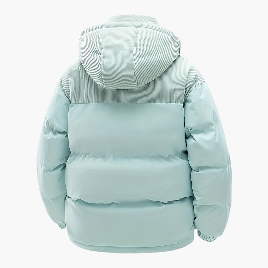 Men's Casual Colorblock Hooded Puffer Jacket