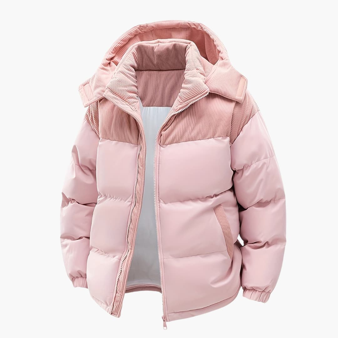 Men's Casual Colorblock Hooded Puffer Jacket