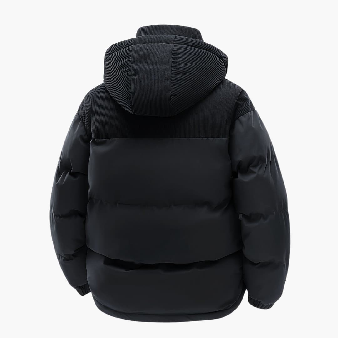 Men's Casual Colorblock Hooded Puffer Jacket