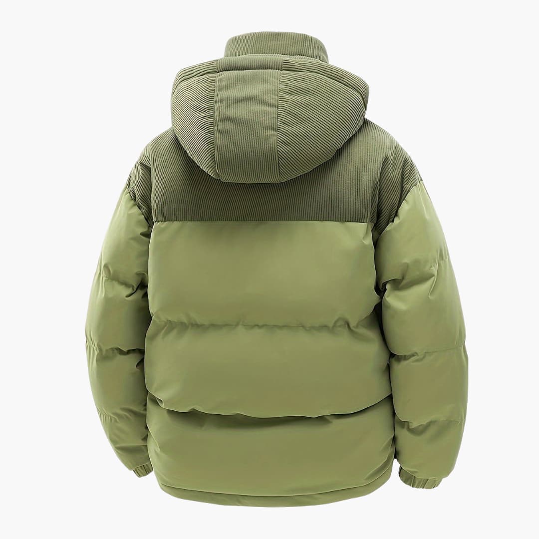 Men's Casual Colorblock Hooded Puffer Jacket