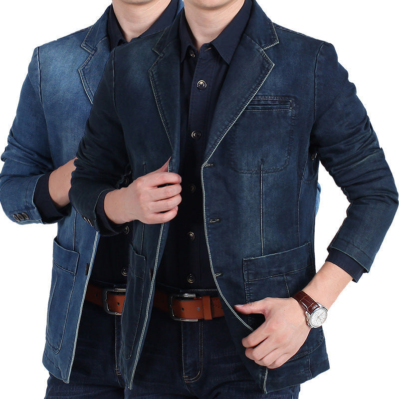 Men's Casual Denim Blazer with Practical Pockets