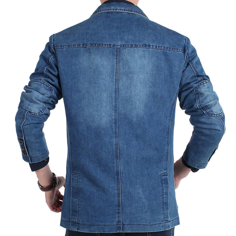 Men's Casual Denim Blazer with Practical Pockets