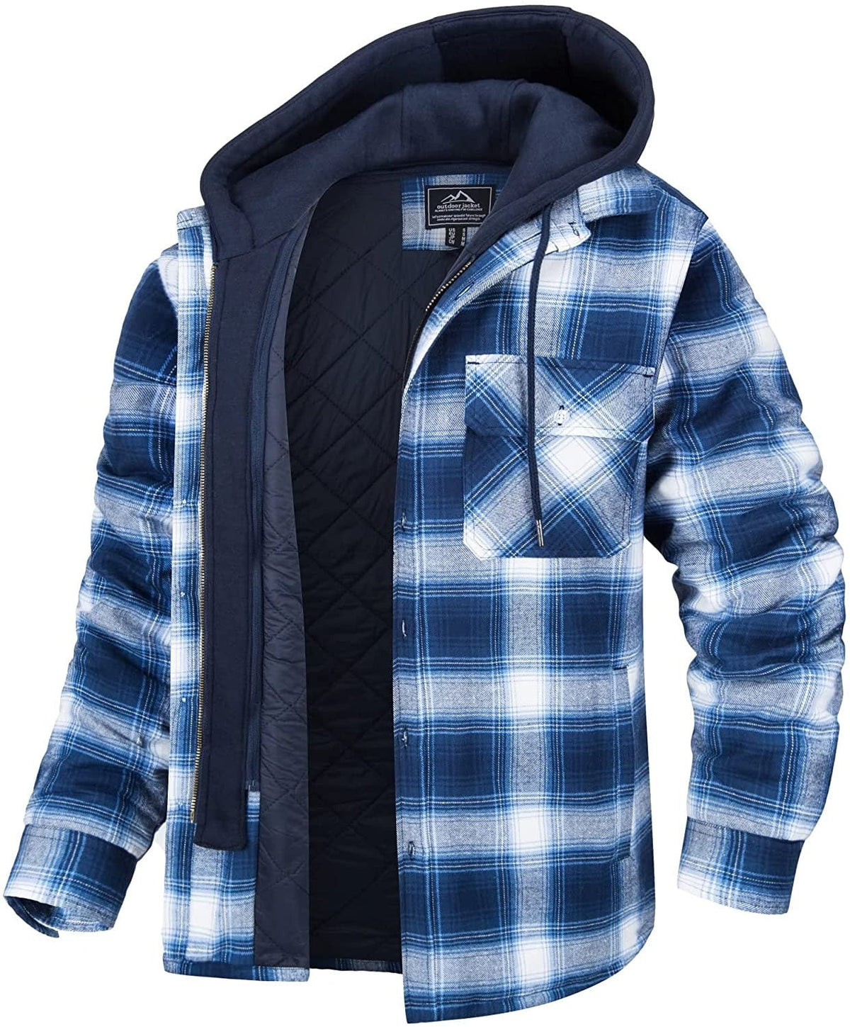 Men's Checked Vest with Hood and Warm Lining