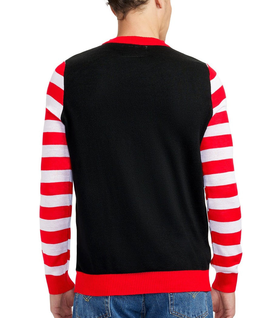 Men's Christmas Tree Sweater with LED Lights and Candy Cane Sleeves for Holiday Parties