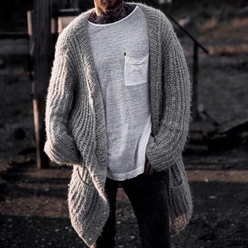 Men's Chunky Knit Open-Front Textured Cardigan