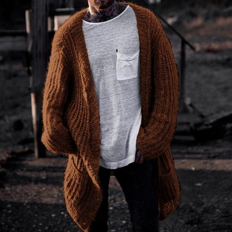 Men's Chunky Knit Open-Front Textured Cardigan