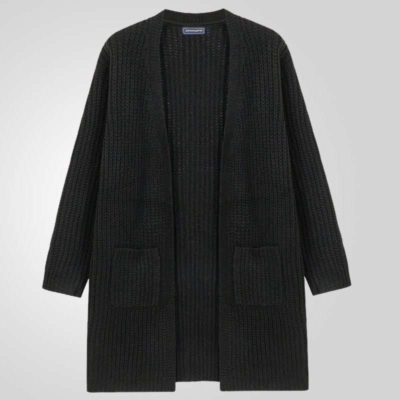 Men's Chunky Knit Open-Front Textured Cardigan