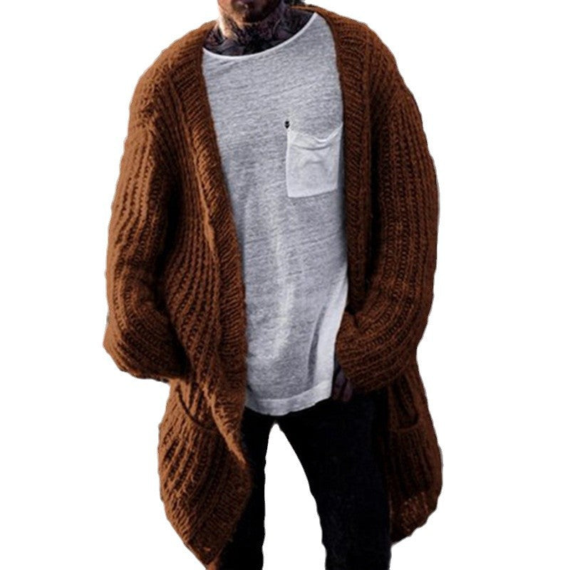 Men's Chunky Knit Open-Front Textured Cardigan