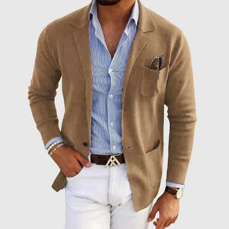 Men's Classic Blazer with Lapel Collar
