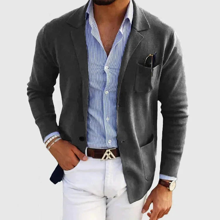Men's Classic Blazer with Lapel Collar