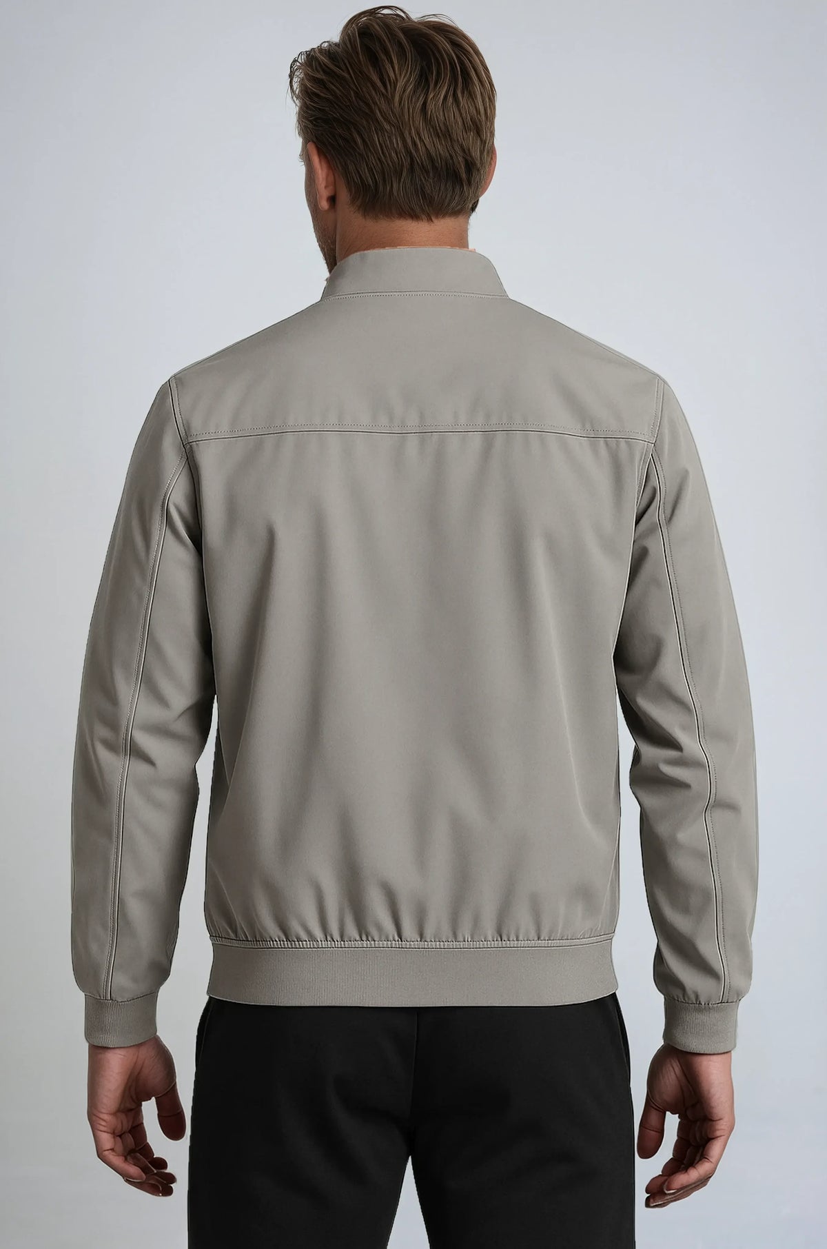 Men's Classic Grey Lightweight Bomber Jacket with Zip and Pockets - Ideal for Transitional Weather