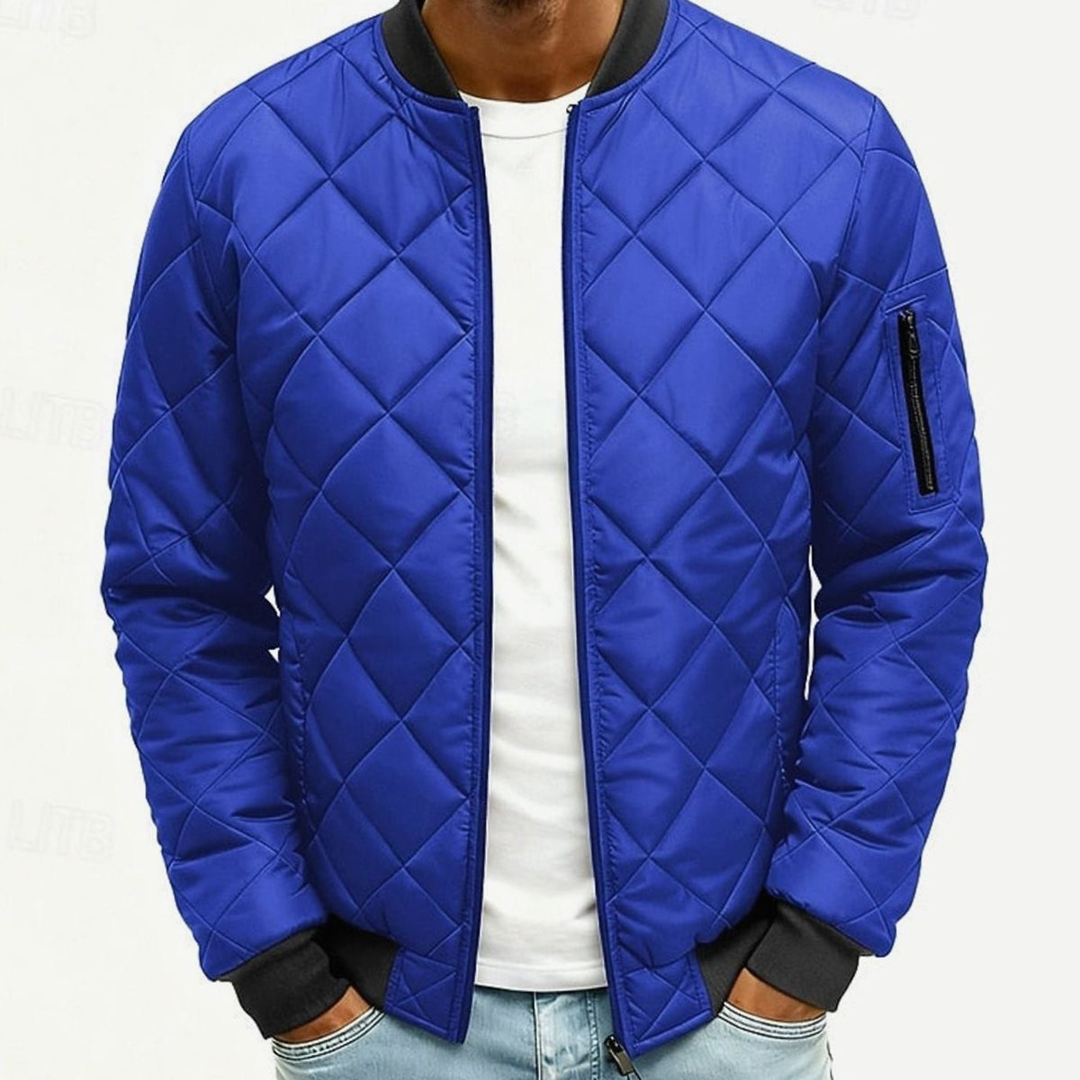 Men's Diamond Quilted Full-Zip Bomber Jacket