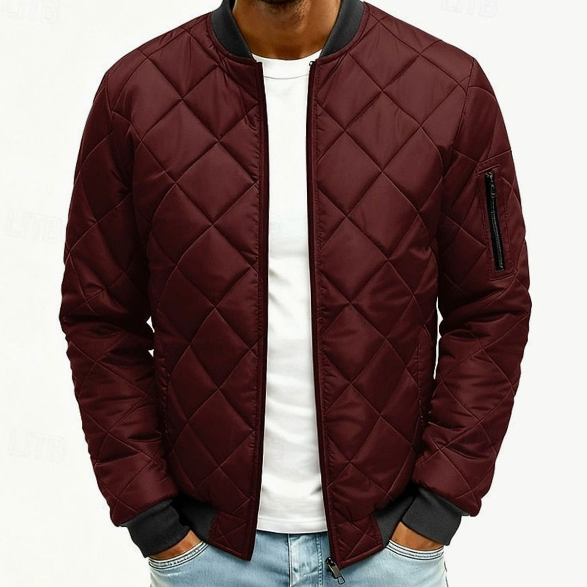 Men's Diamond Quilted Full-Zip Bomber Jacket