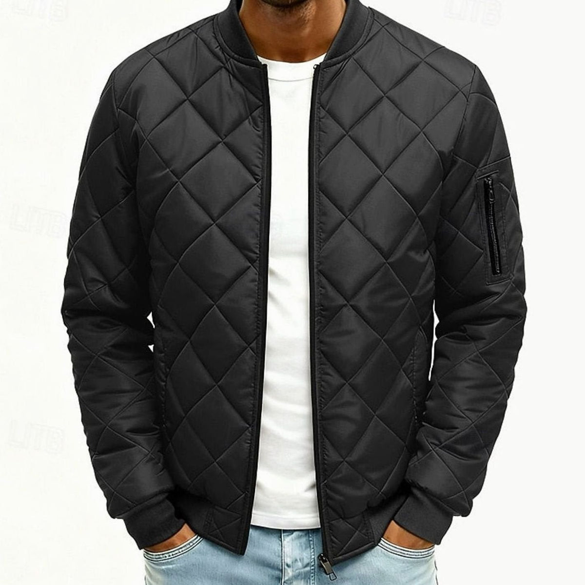 Men's Diamond Quilted Full-Zip Bomber Jacket