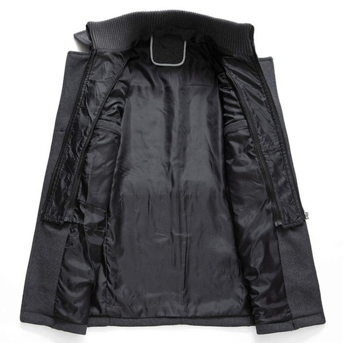 Men's Double-Layer Wool Winter Overcoat with Knit Collar