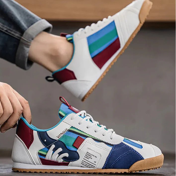 Men's Durable Patchwork Utility Sneakers for Trail and Street