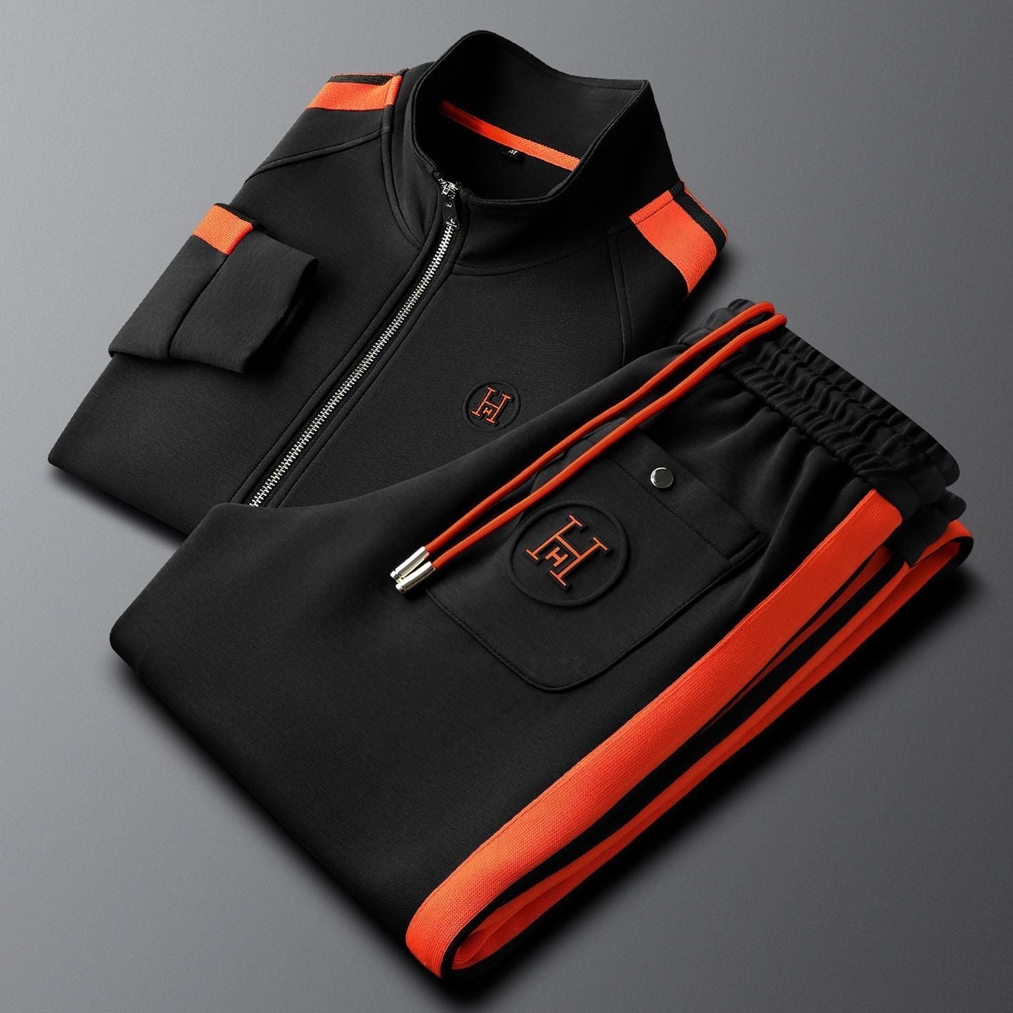 Men's Embroidered Two-Piece Tracksuit Set