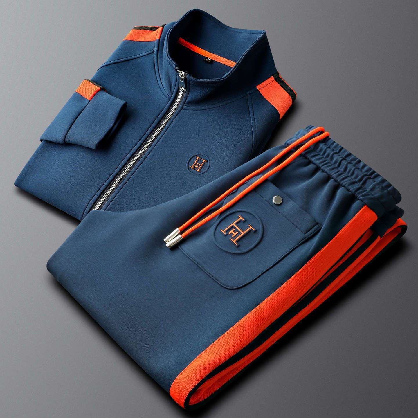 Men's Embroidered Two-Piece Tracksuit Set