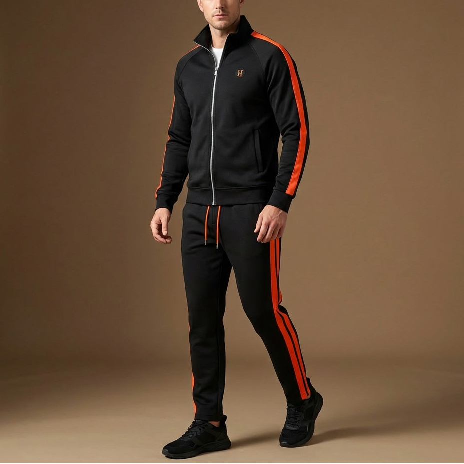 Men's Embroidered Two-Piece Tracksuit Set