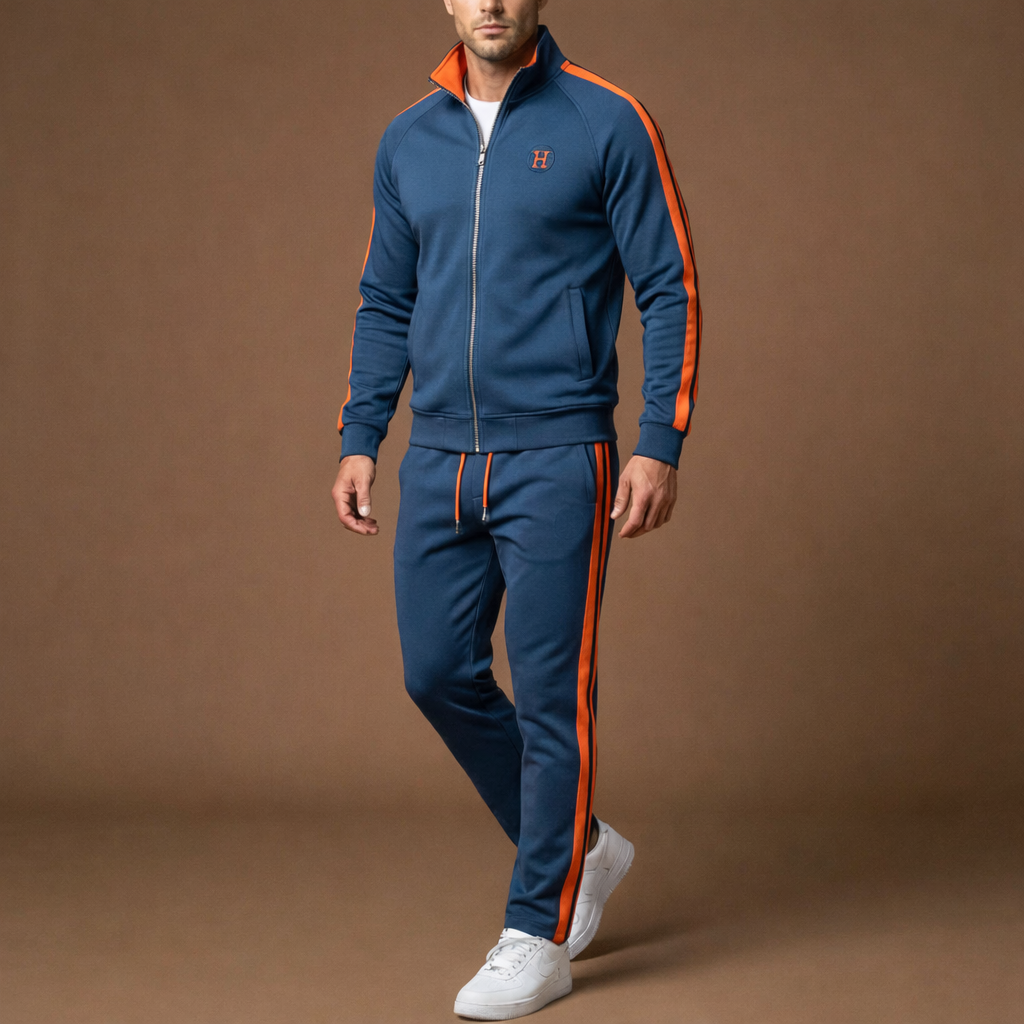 Men's Embroidered Two-Piece Tracksuit Set