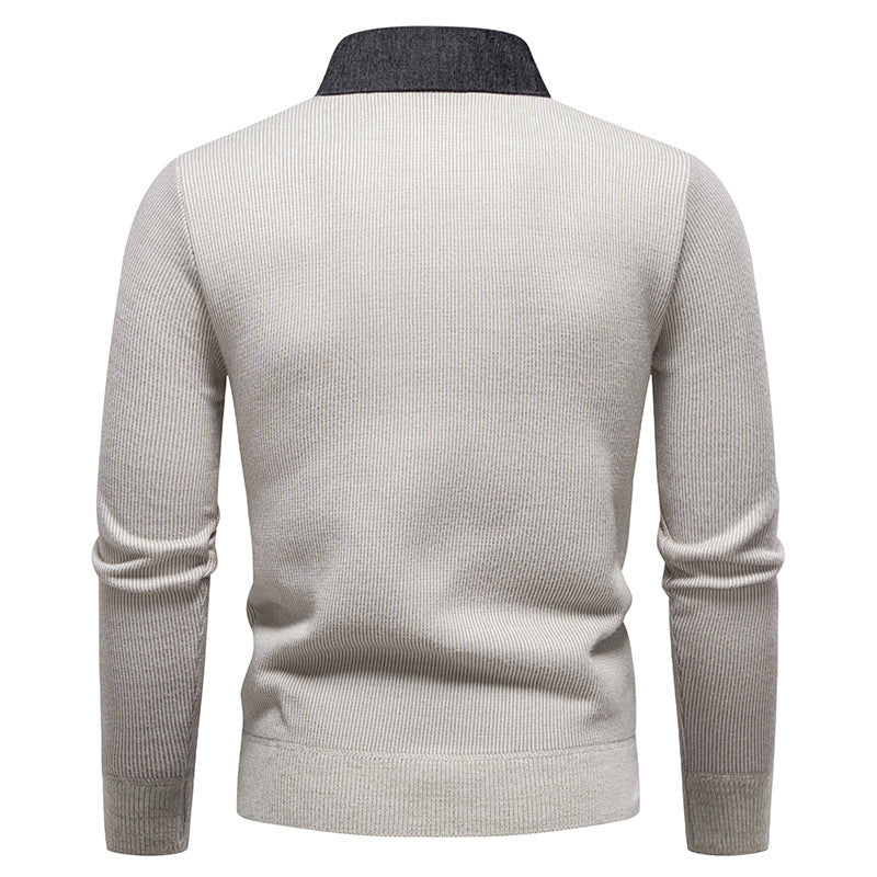 Men's Fine Knit Sweater with Modern Collar & Elegant Design | Charly