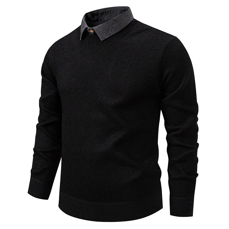 Men's Fine Knit Sweater with Modern Collar & Elegant Design | Charly