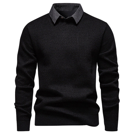 Men's Fine Knit Sweater with Modern Collar & Elegant Design | Charly