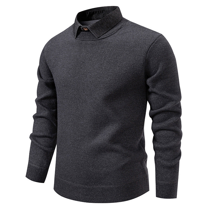 Men's Fine Knit Sweater with Modern Collar & Elegant Design | Charly