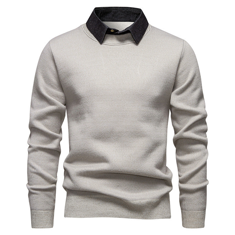 Men's Fine Knit Sweater with Modern Collar & Elegant Design | Charly