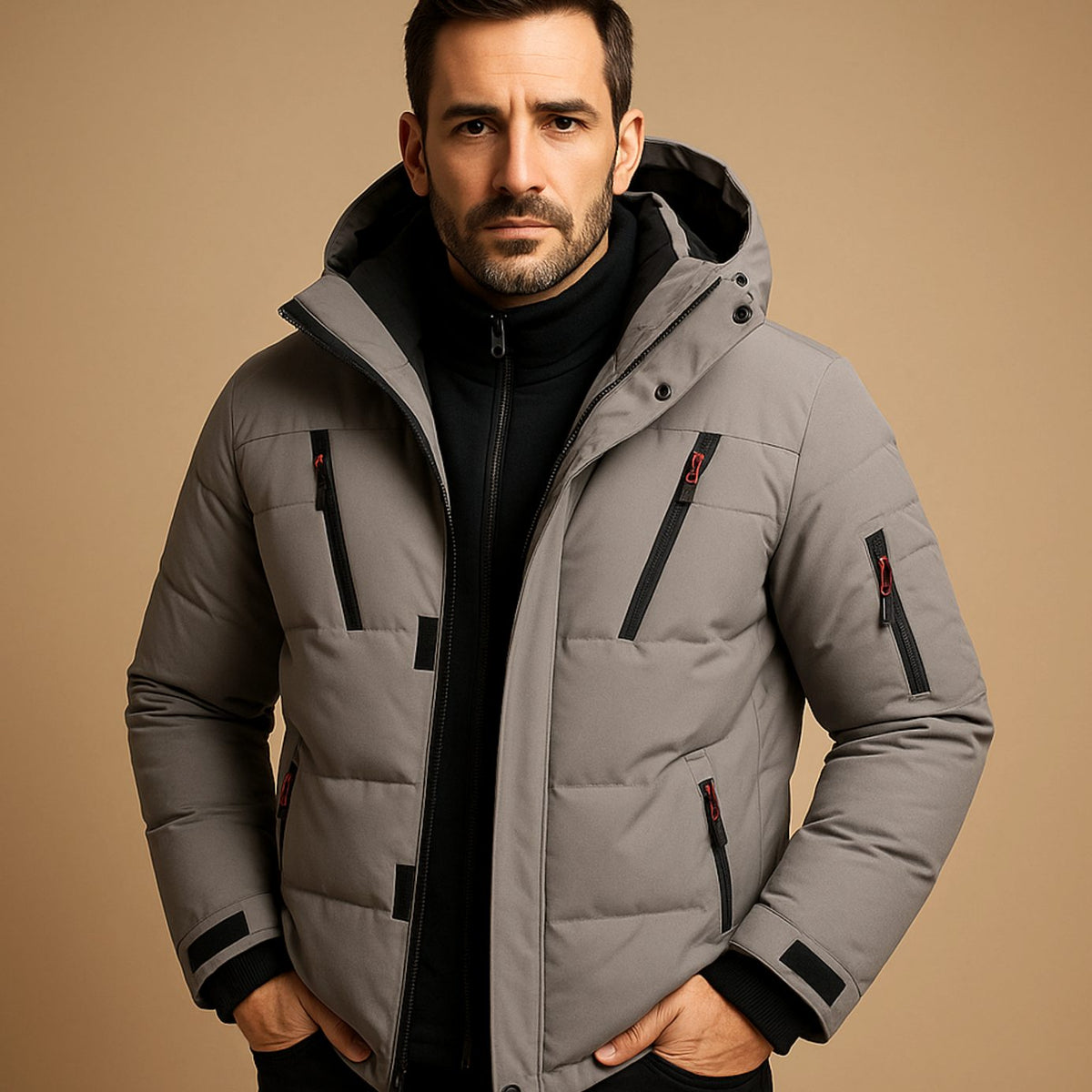 Men's Heavy-Duty Insulated Hooded Puffer Winter Jacket