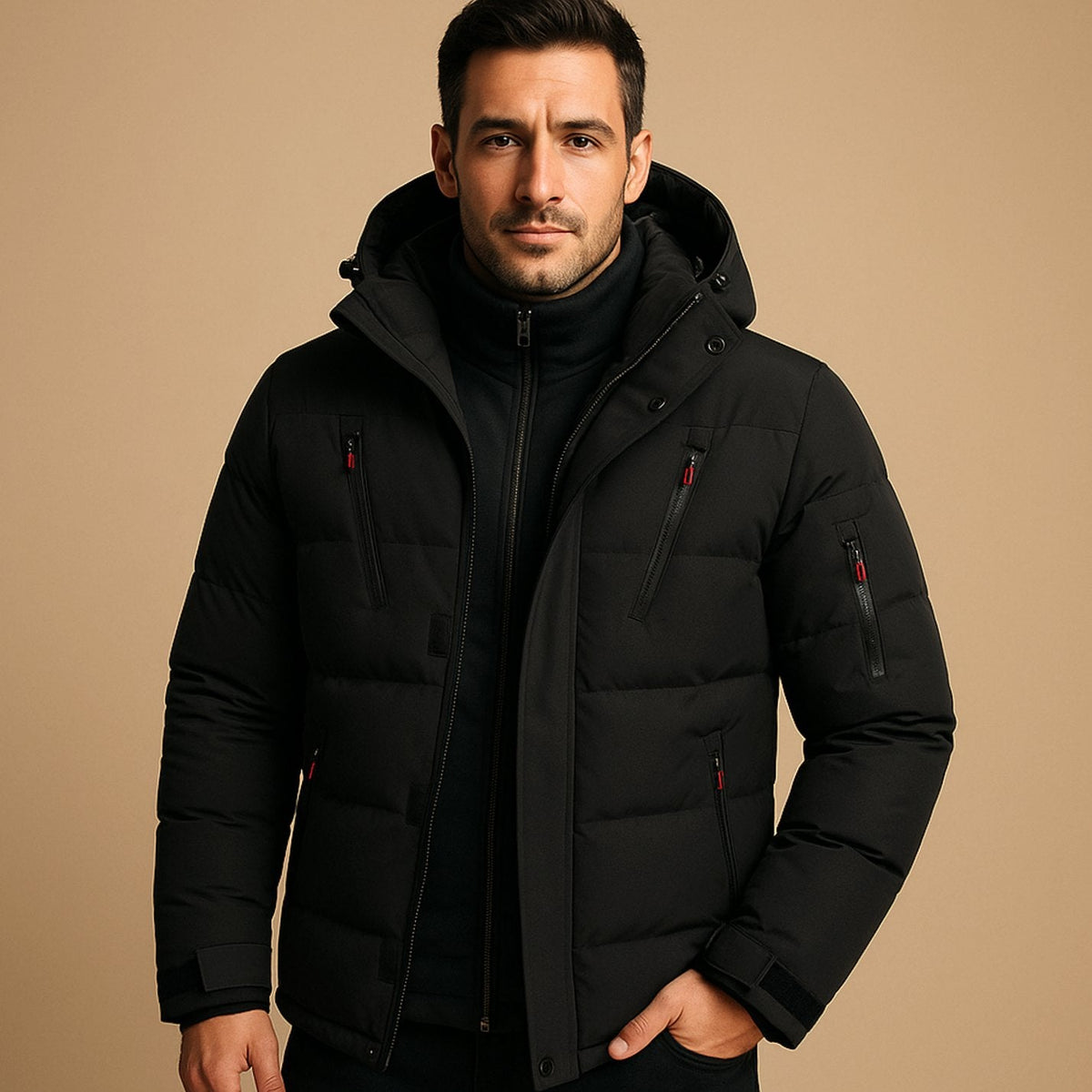 Men's Heavy-Duty Insulated Hooded Puffer Winter Jacket