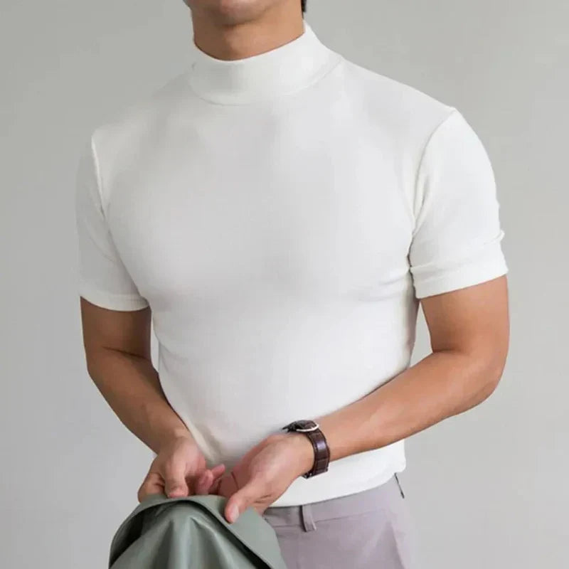 Men's High Collar Casual T-Shirt for Daily Use
