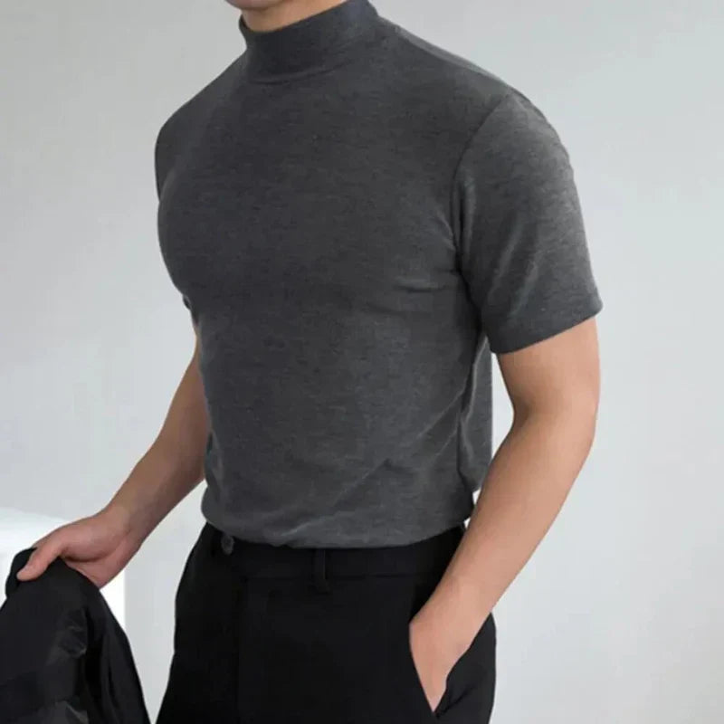 Men's High Collar Casual T-Shirt for Daily Use