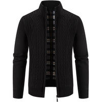 Men's High-Collar Textured Cardigan