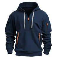 Men's Fleece Zip-Up Hoodie with Storage Pockets