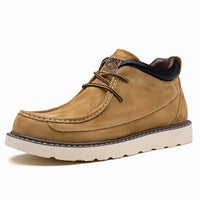 Men's Lace-Up Suede Moc Toe Wedge Boots