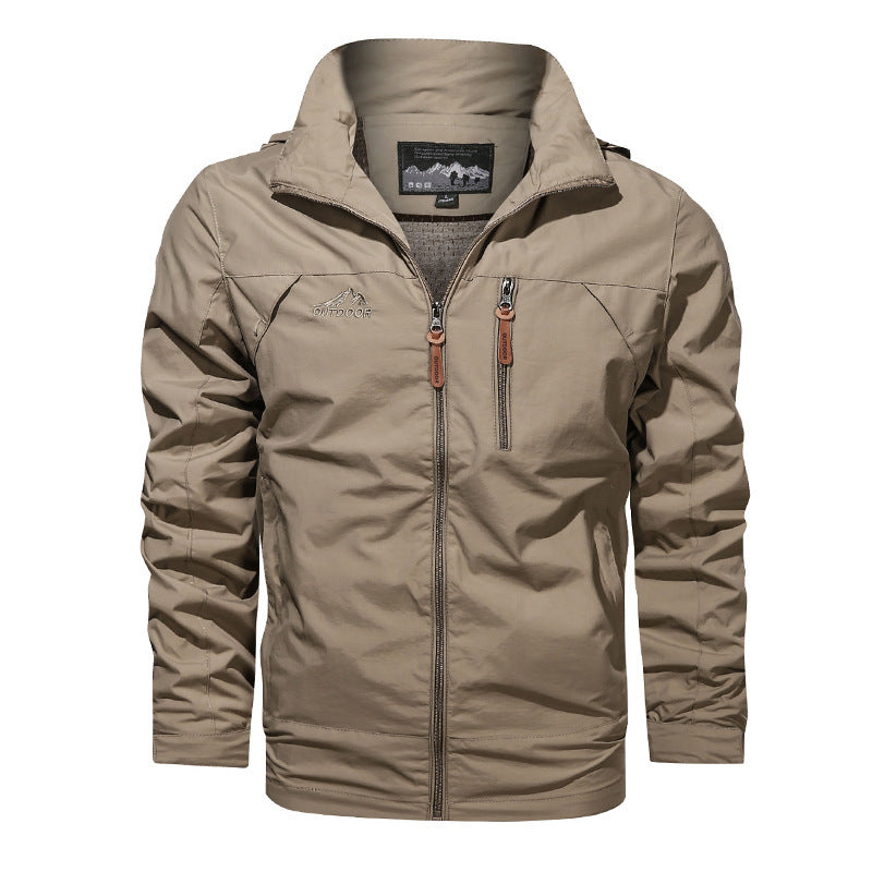 Men's Lightweight Outdoor Windbreaker Jacket with Water-Repellent Coating and Breathable Mesh Lining