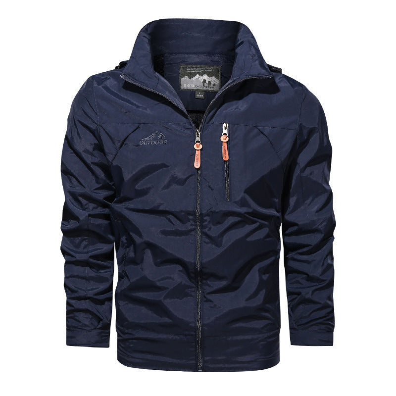 Men's Lightweight Outdoor Windbreaker Jacket with Water-Repellent Coating and Breathable Mesh Lining