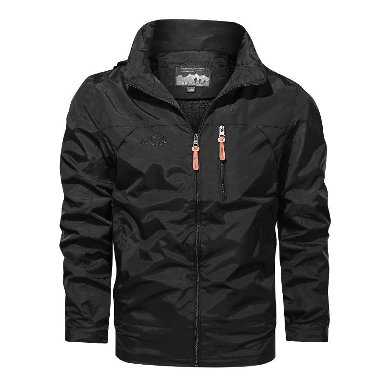 Men's Lightweight Outdoor Windbreaker Jacket with Water-Repellent Coating and Breathable Mesh Lining