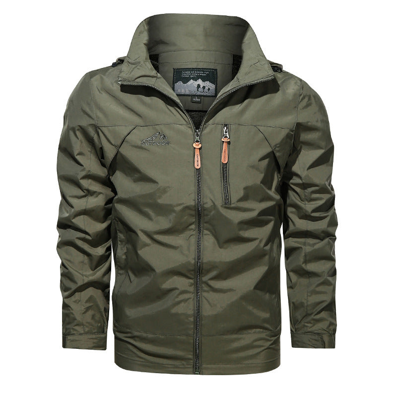 Men's Lightweight Outdoor Windbreaker Jacket with Water-Repellent Coating and Breathable Mesh Lining
