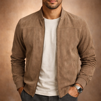 Men's Lightweight Suede Bomber Jacket - Smart Casual Outerwear for All Seasons