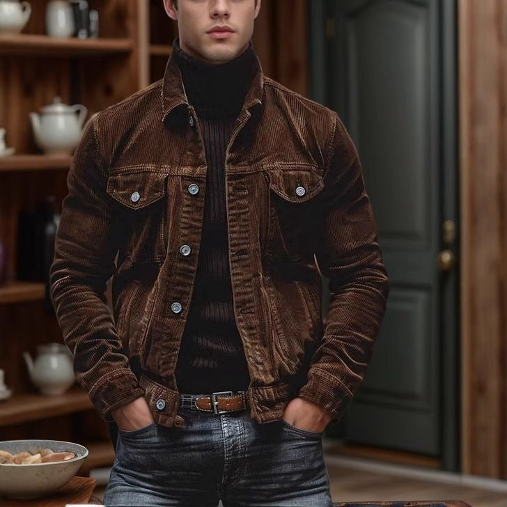 Men's Modern Corduroy Jacket with Practical Chest Pockets