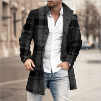 Men's Plaid Wool Coat with a Clean Silhouette