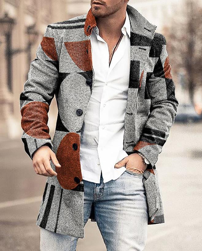 Men's Plaid Wool Coat with a Clean Silhouette
